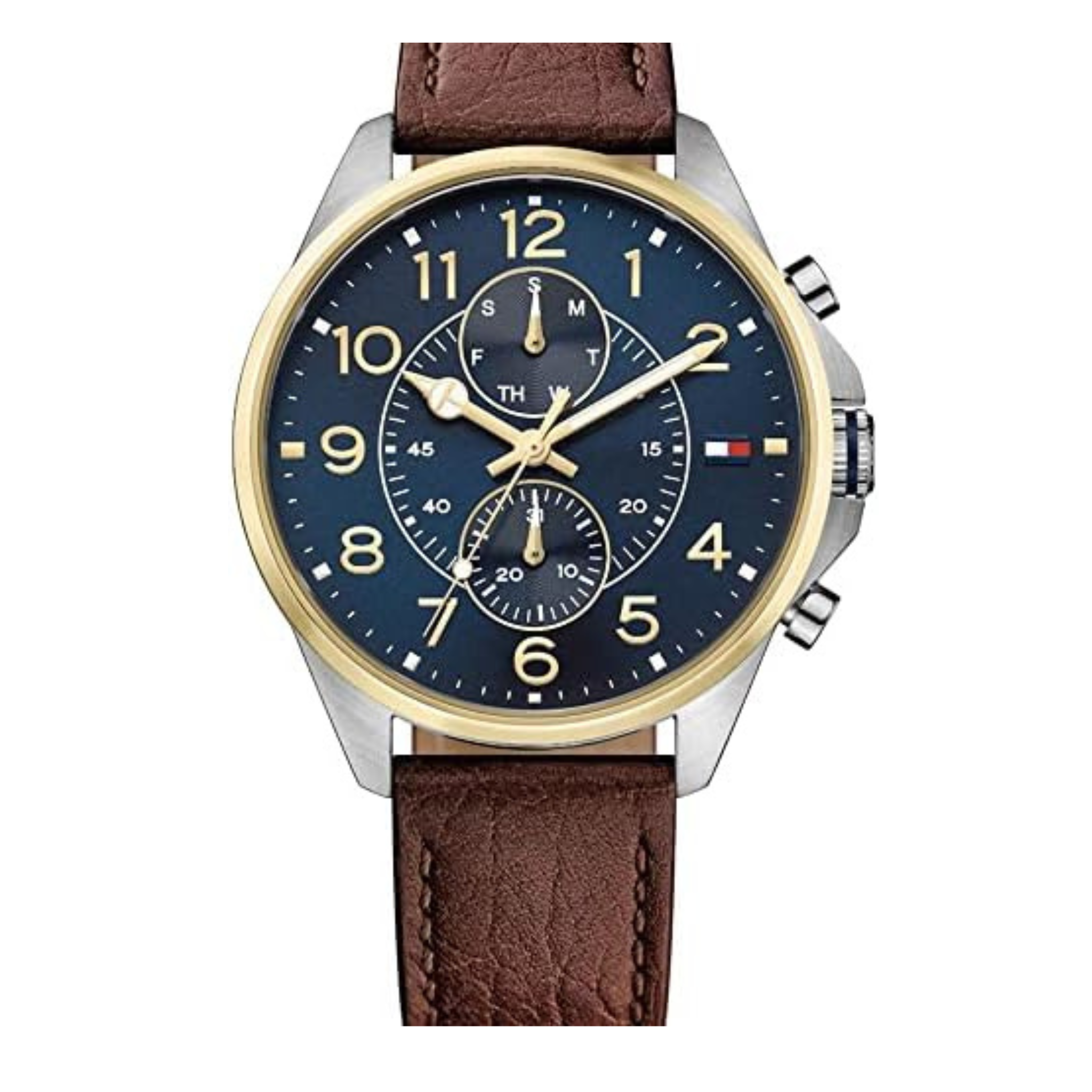 Tommy Hilfiger Men's Blue Dial Watch with Genuine Leather Strap