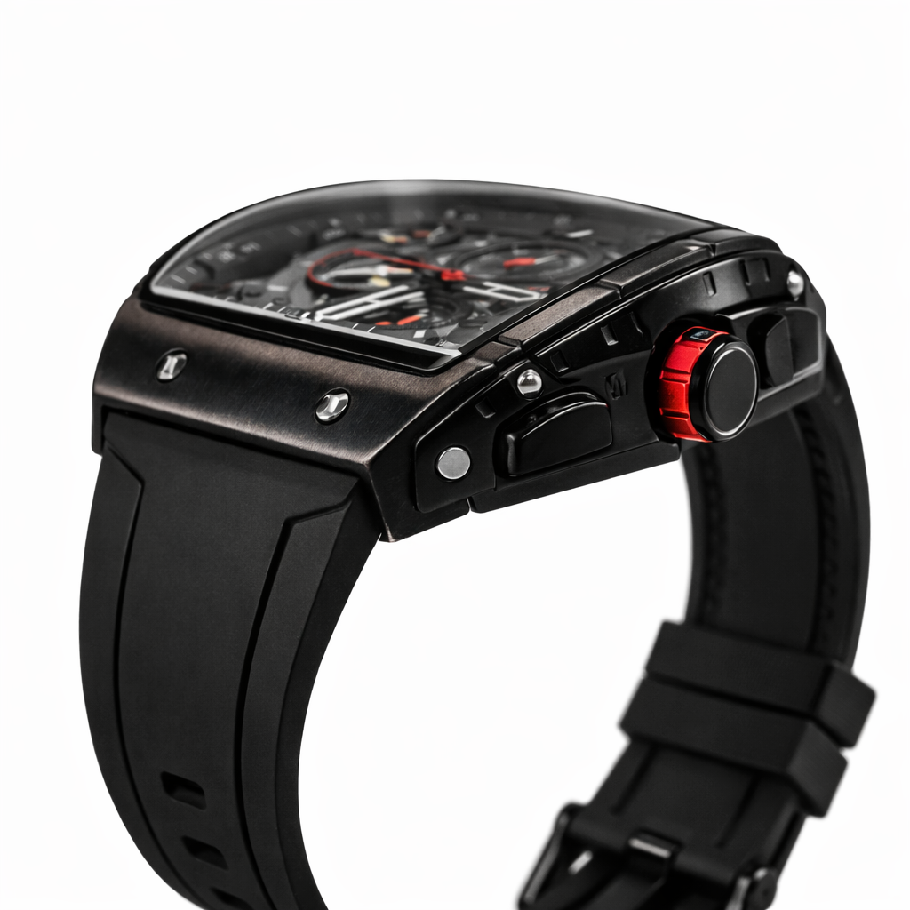 Mini Focus MF0399G black men’s watch with silicone strap and chronograph dial