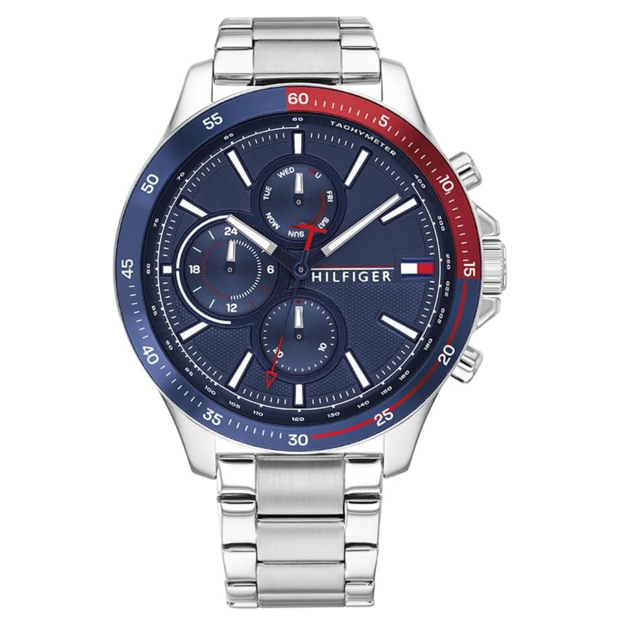 Tommy Hilfiger Mens Multi Dial Quartz Watch Bank, Silver